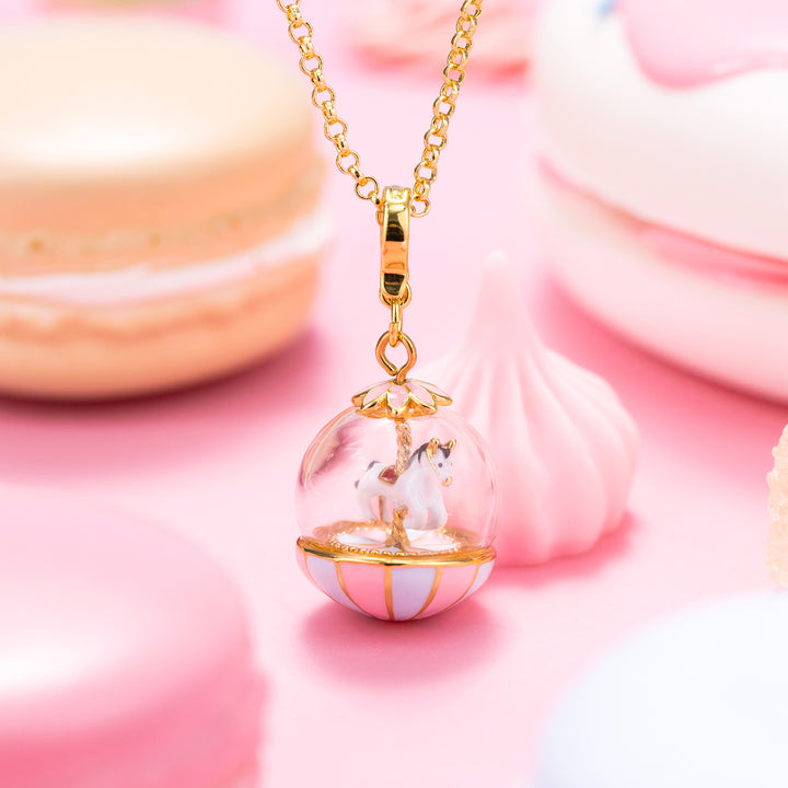 Carousel Globe Necklace 18K Gold Jewelry