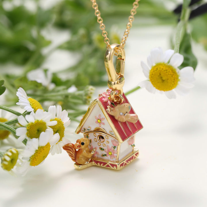 Squirrel Hut Locket Necklace