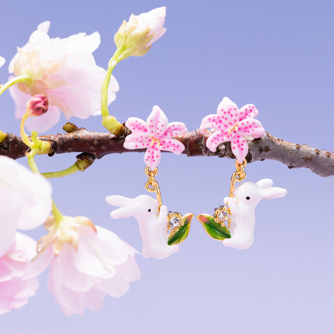 Lily Rabbit Earrings 18K Gold Jewelry Gifts for Her