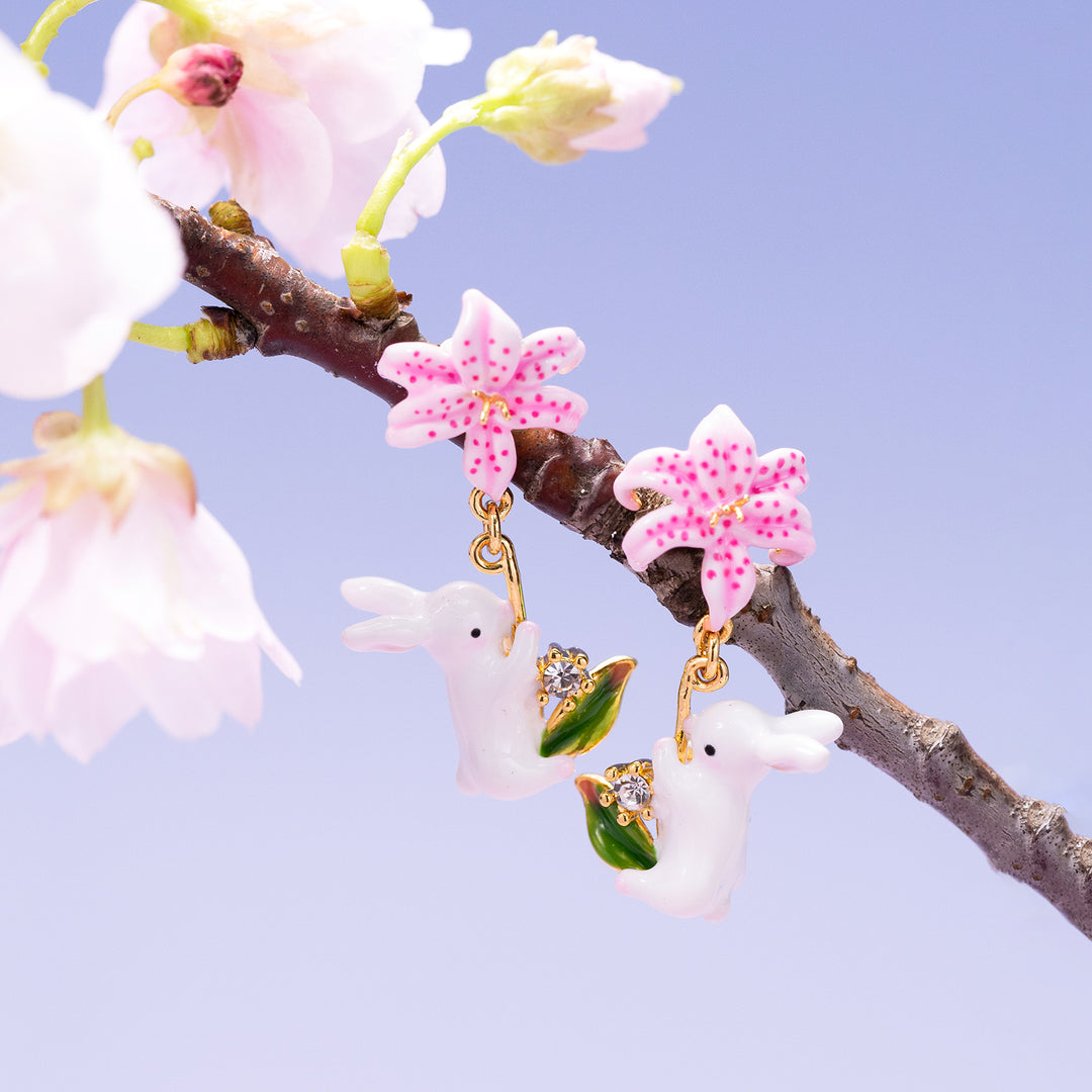 Lily Rabbit Earrings 18K Gold Jewelry