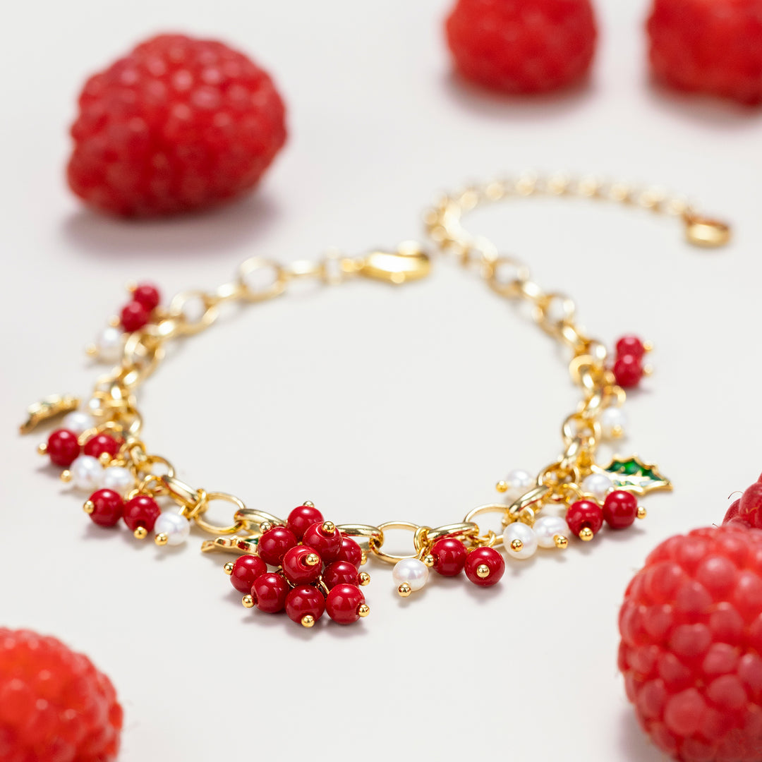 Selenichast Cranberry Gold Charm Bracelet Summer Gifts