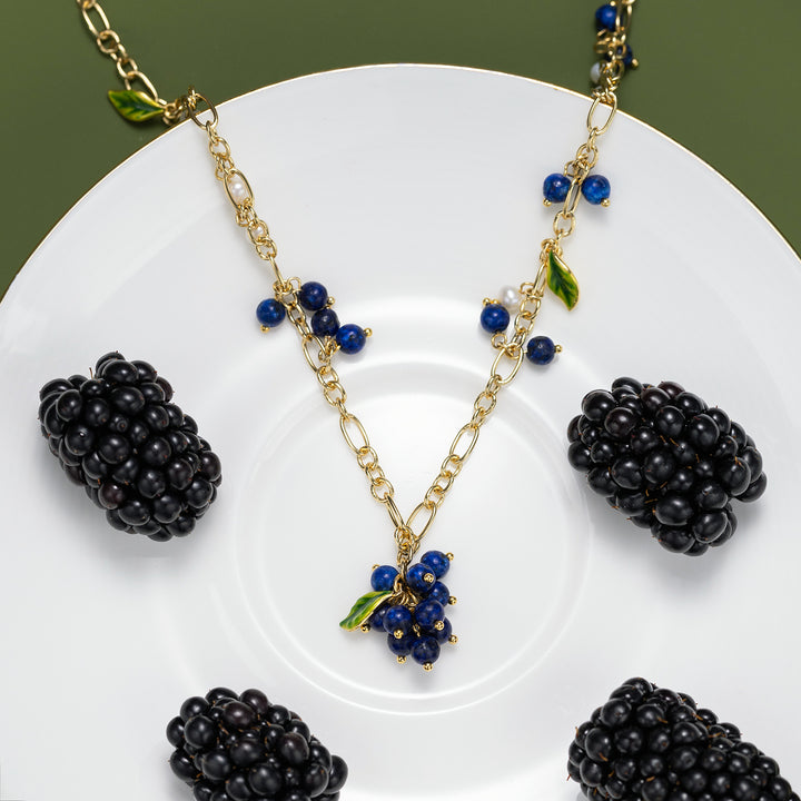 Selenichast Blueberry Gold Charm Necklace for Women