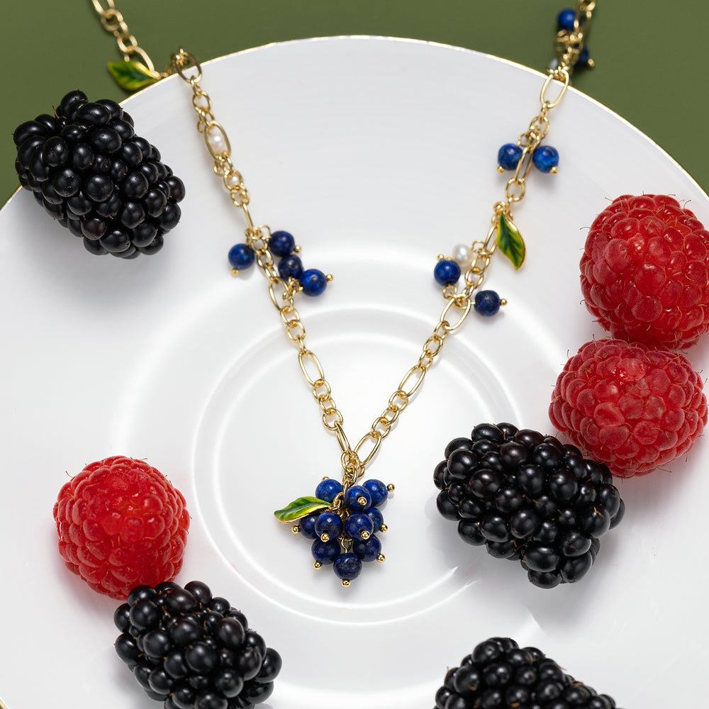 Selenichast Blueberry Gold Charm Necklace Summer Gifts