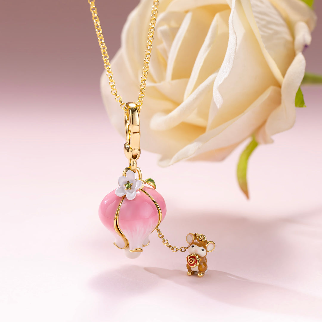 Rose Mouse Locket Necklace