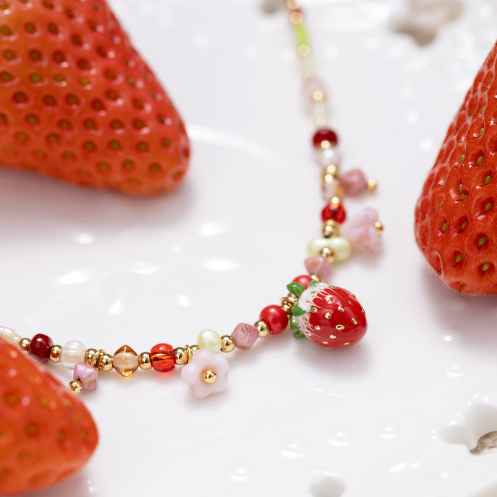 Selenichast Strawberry Charm Necklace Summer Gifts for Her