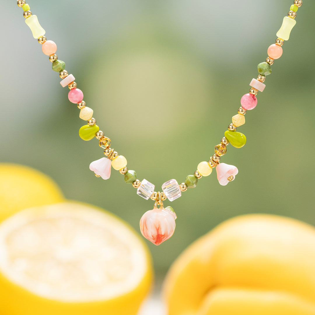 Selenichast Peach Beaded Necklace