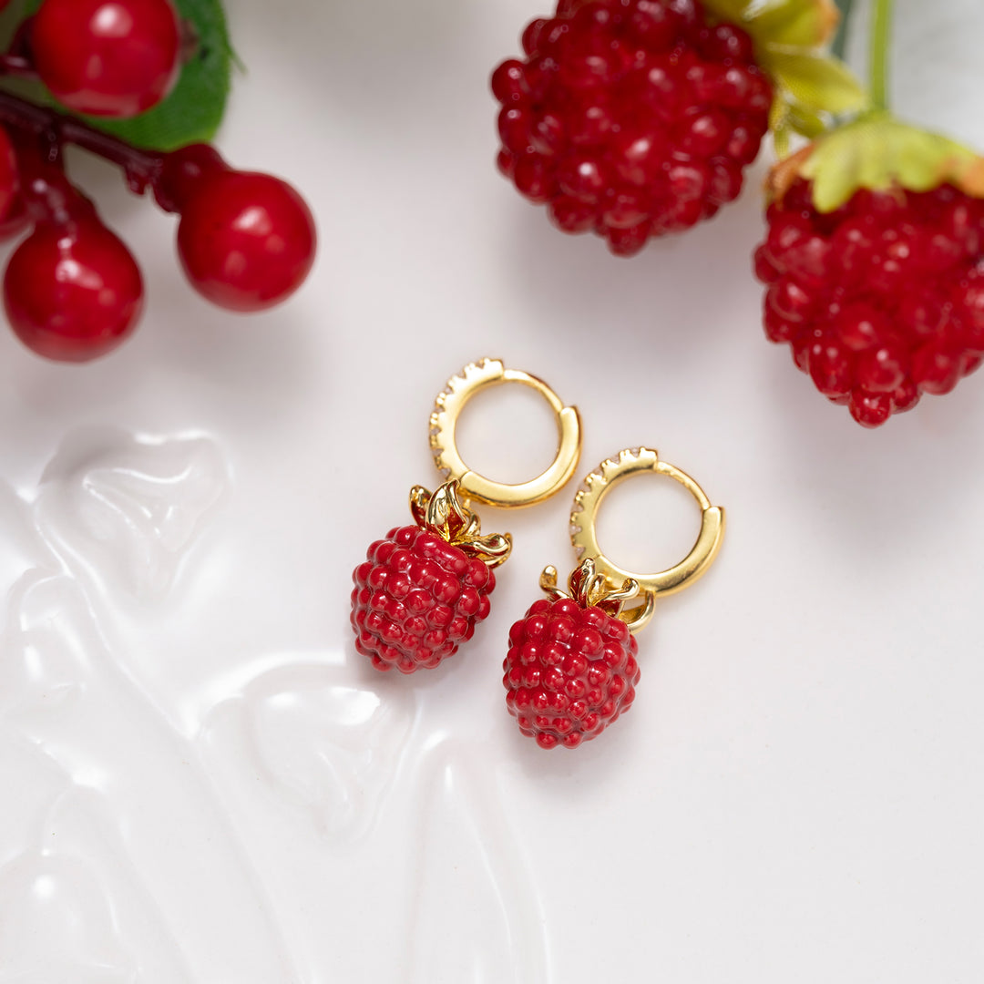 Selenichast Raspberry Hoop Earrings Summer Jewelry
