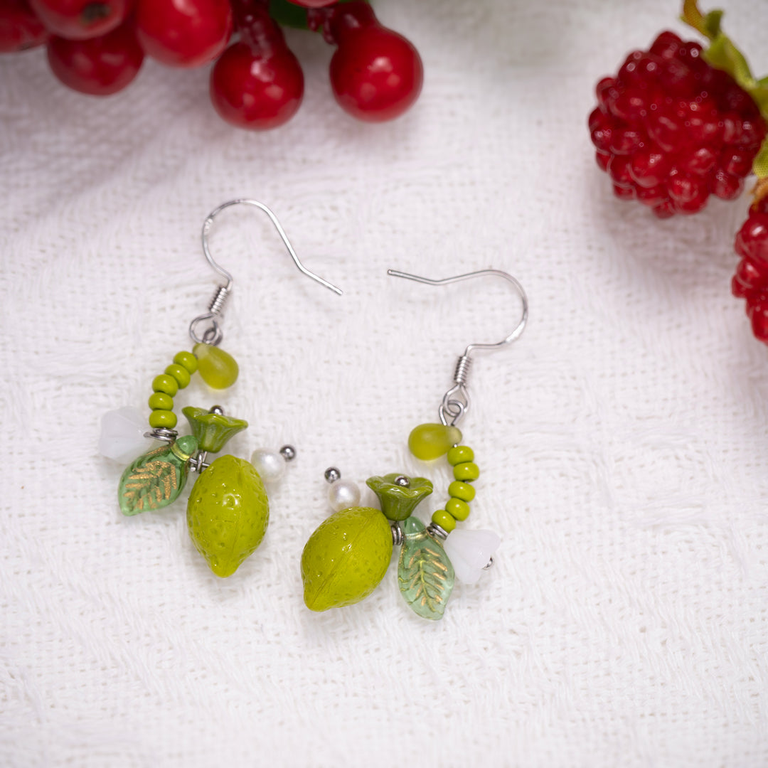 Selenichast Lemon Beaded Earrings Summer Jewelry