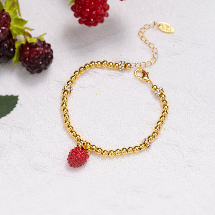 Selenichast Raspberry Beaded Bracelet Enamel Jewelry