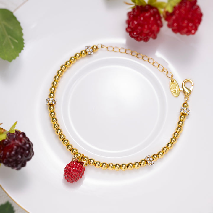 Selenichast Raspberry Beaded Bracelet Summer Jewelry