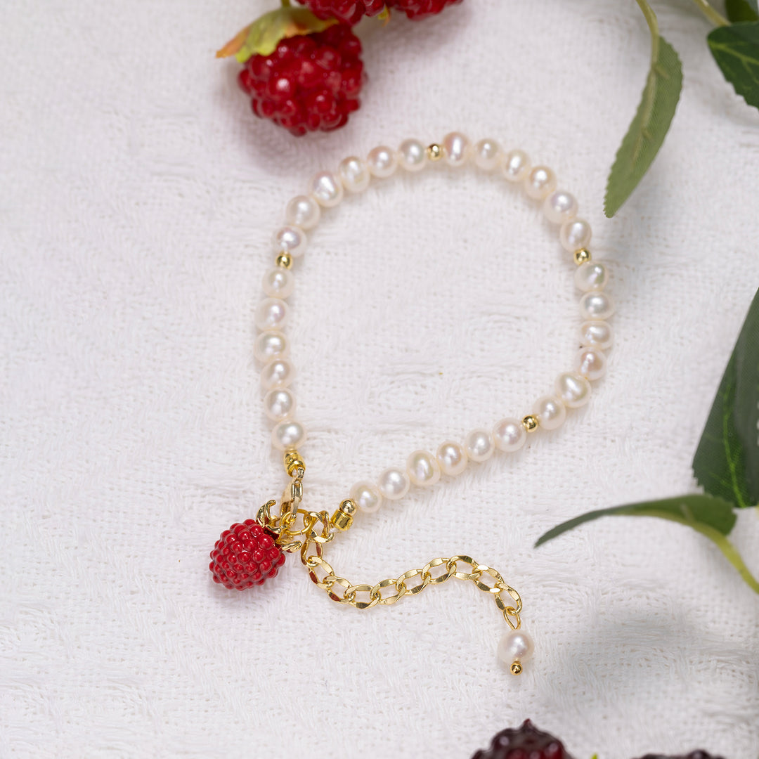 Selenichast Raspberry Pearl Bracelet Pearl Jewelry
