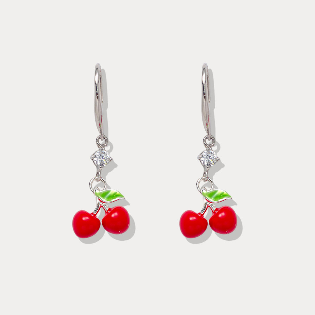 Silver Cherry Earrings