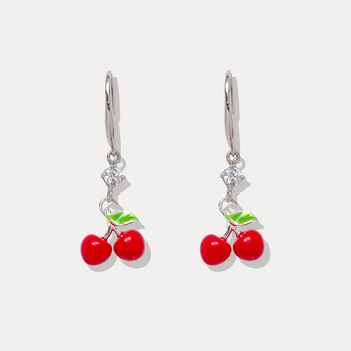 Silver Cherry Earrings