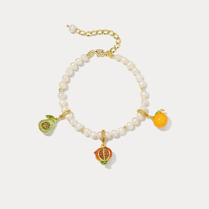 Gold Charm Bracelet Pear Bracelet Selenichast