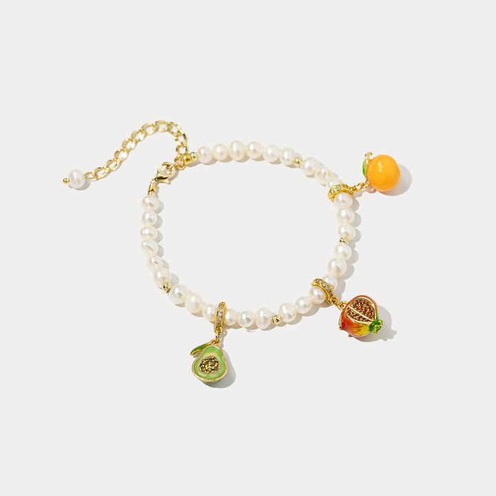 Selenichast Gold Charm Bracelet Pear Bracelet 