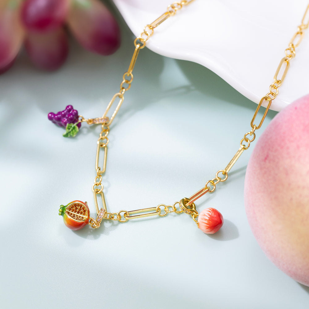 Selenichast Fruit Gold Charm Necklace