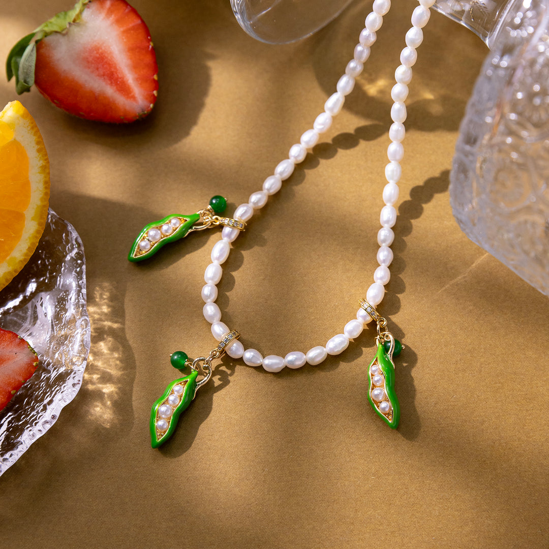 Pea Pod Pearl Necklace