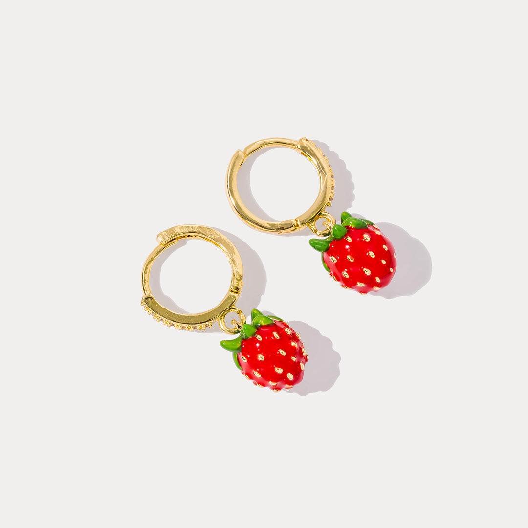 Strawberry Huggie Earrings