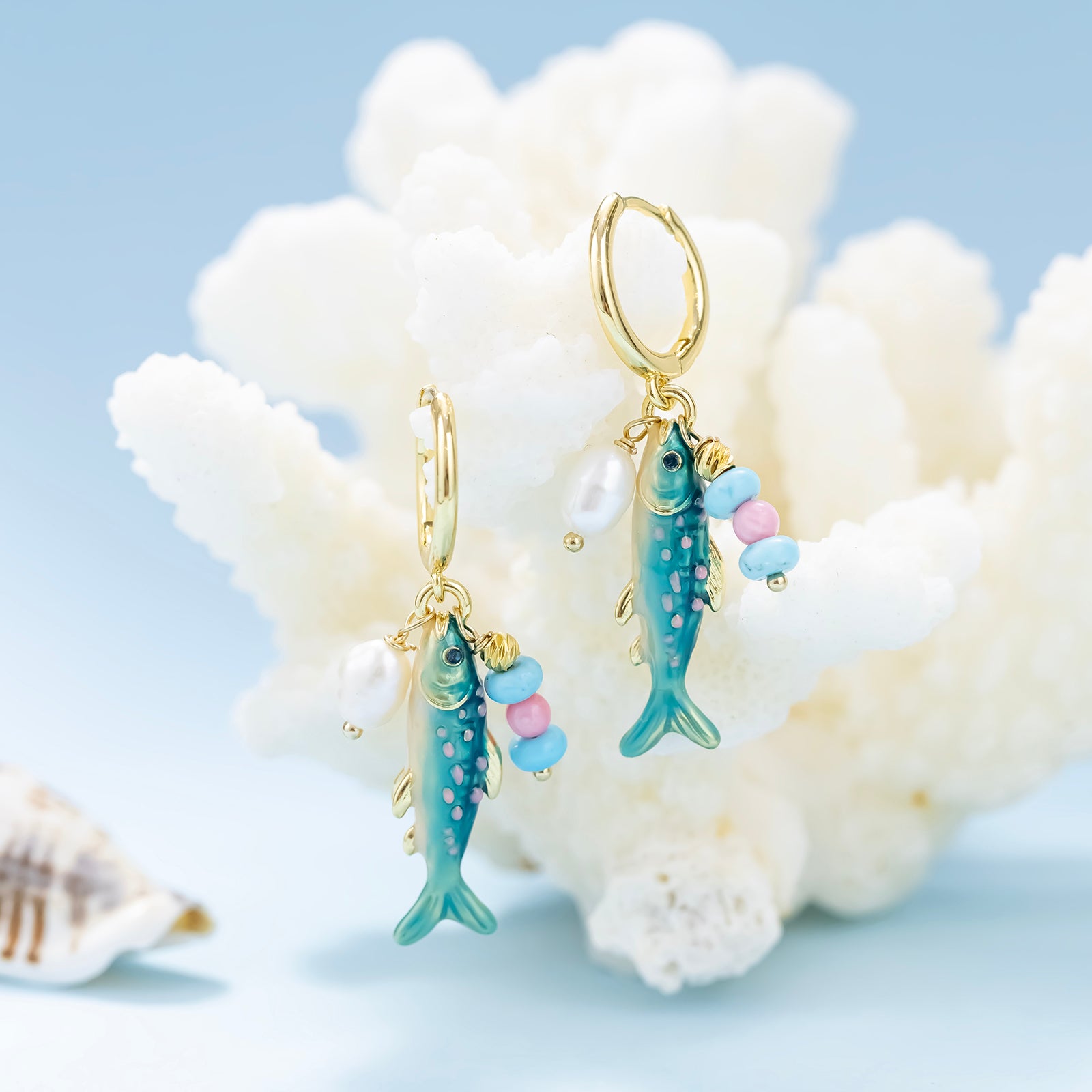 Selenichast Sardine Hoop Earrings Sea Inspired Jewelry