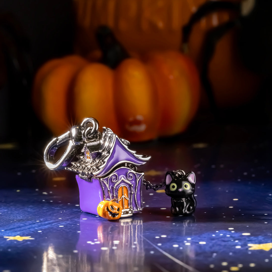 Halloween Black Cat Locket Necklace