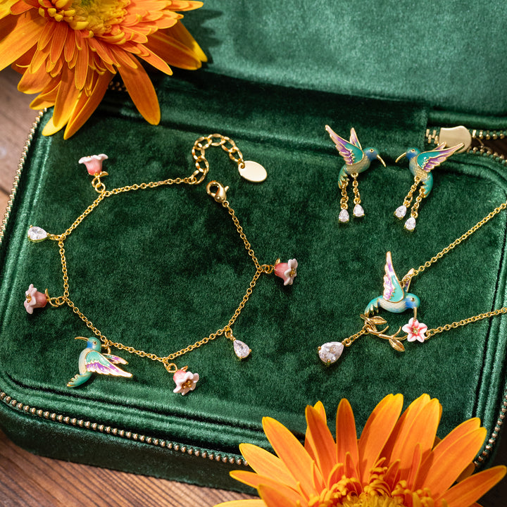Selenichast Hummingbird Flower Jewelry