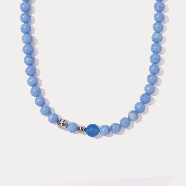 Blue Lace Agate Beaded Necklace