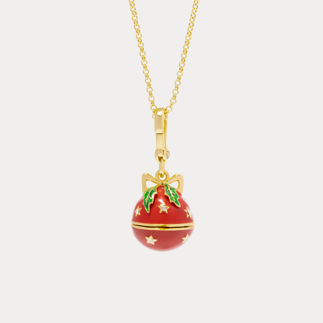 Christmas Jingle Bell & Reindeer Locket Necklace