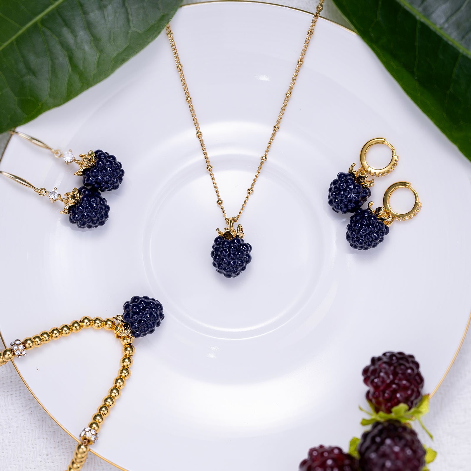 Selenichast Blackberry Necklace - 18K Gold Jewelry and Summer