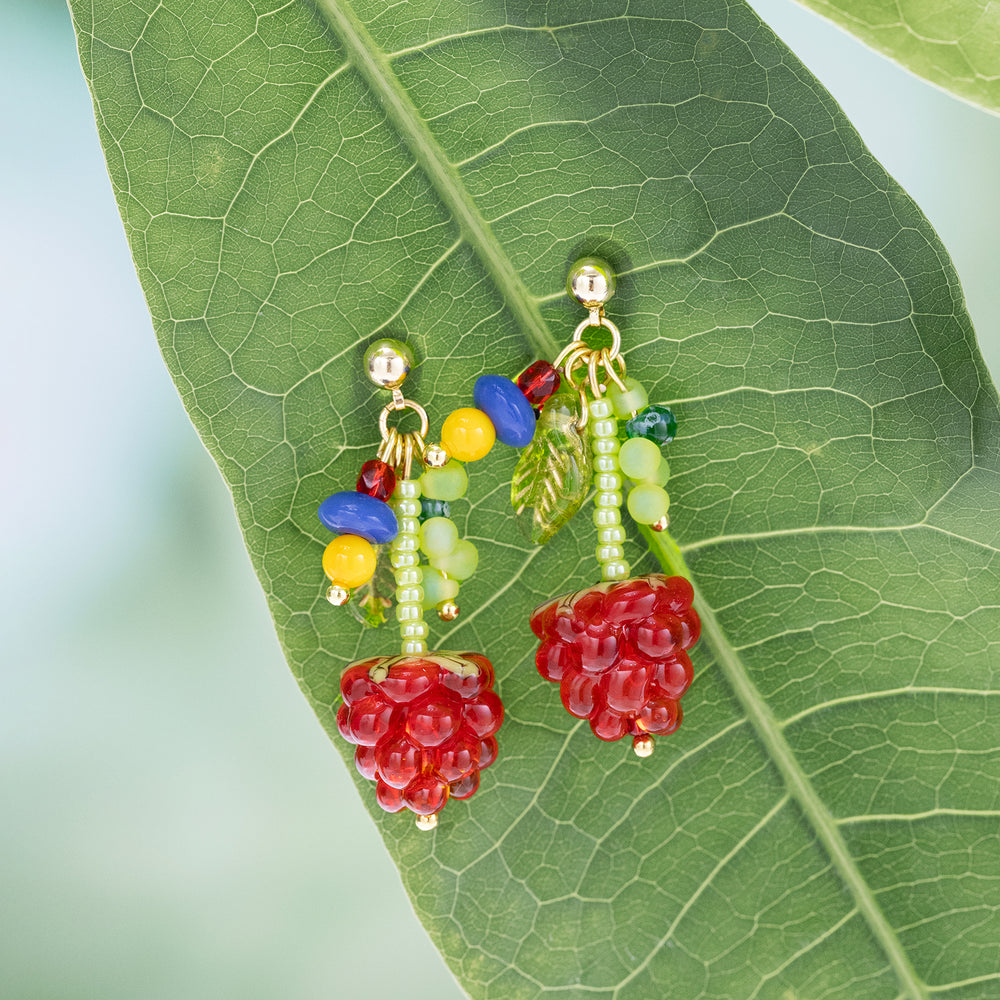 Selenichast Raspberry Beaded Earrings Beaded Earrings
