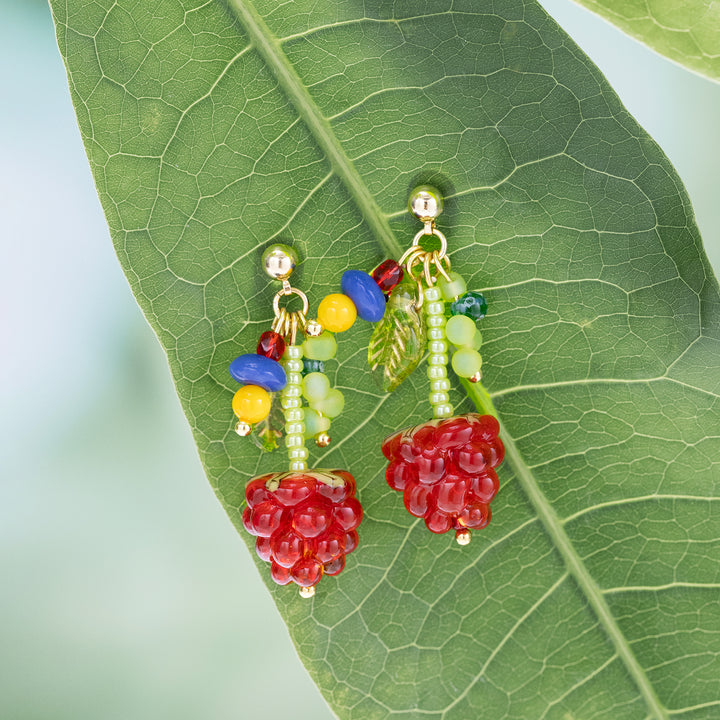 Selenichast Raspberry Beaded Earrings Beaded Earrings