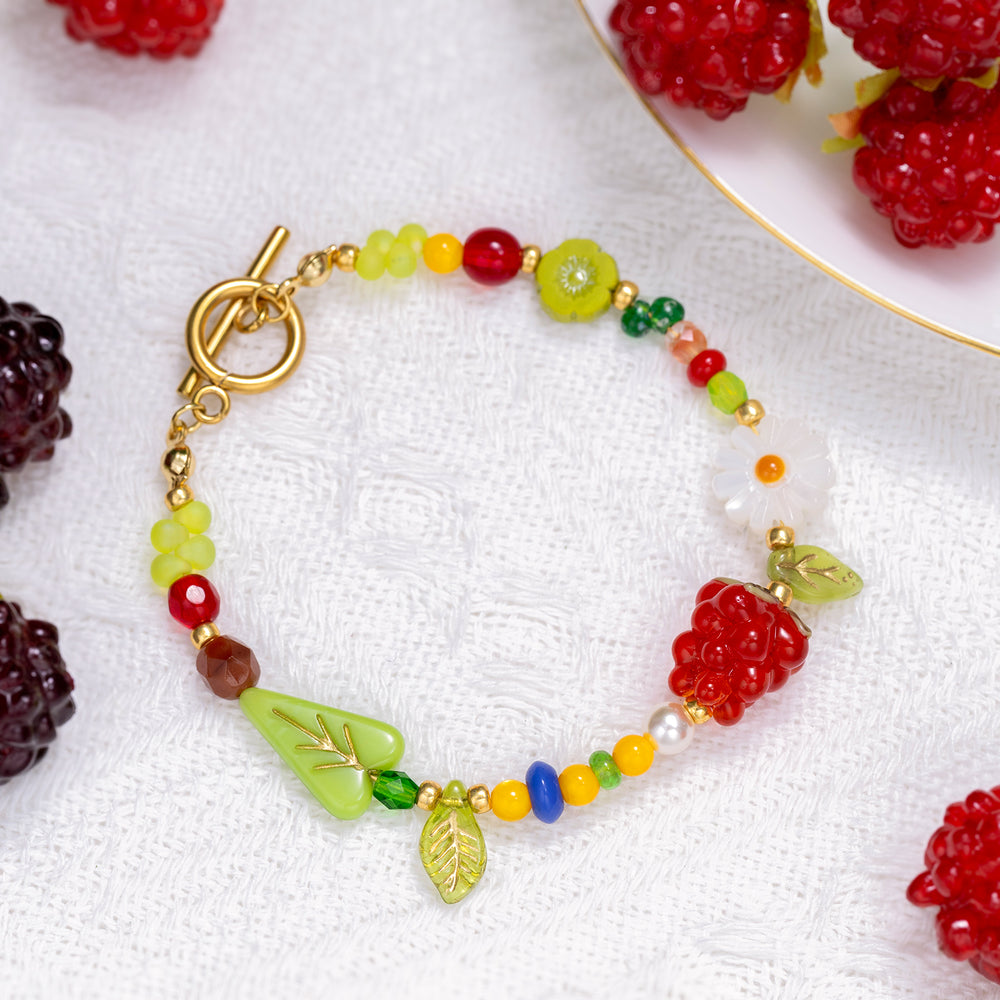 Selenichast Raspberry Colorful Beaded Bracelet Colorful Jewelry