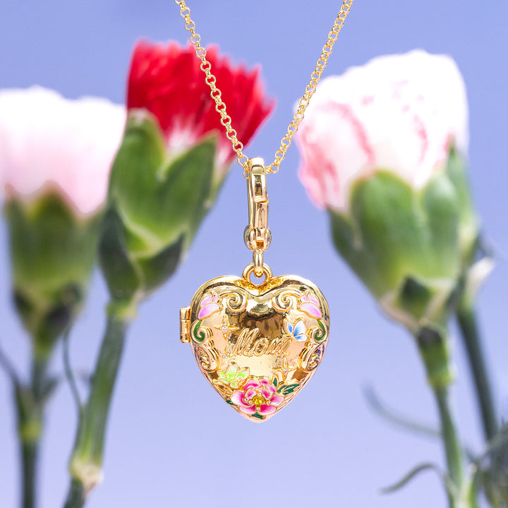 Selenichast Mom Heart Locket Necklace Mom Necklace Gifts for Her