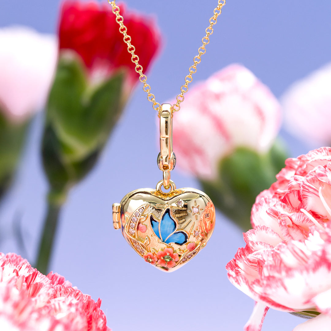 Butterfly Moon Heart Locket Necklace Selenichast 