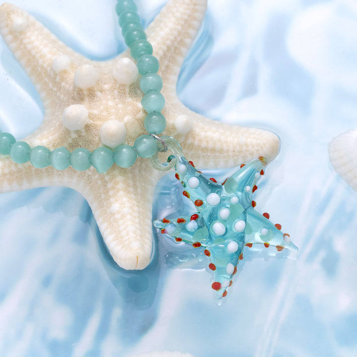 Selenichast Starfish Beaded Pendant Necklace Starfish Jewelry