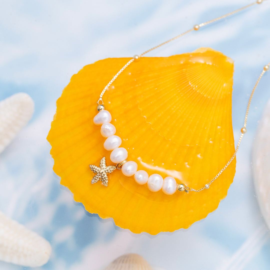 Selenichast Starfish Pearl Necklace Starfish Jewelry