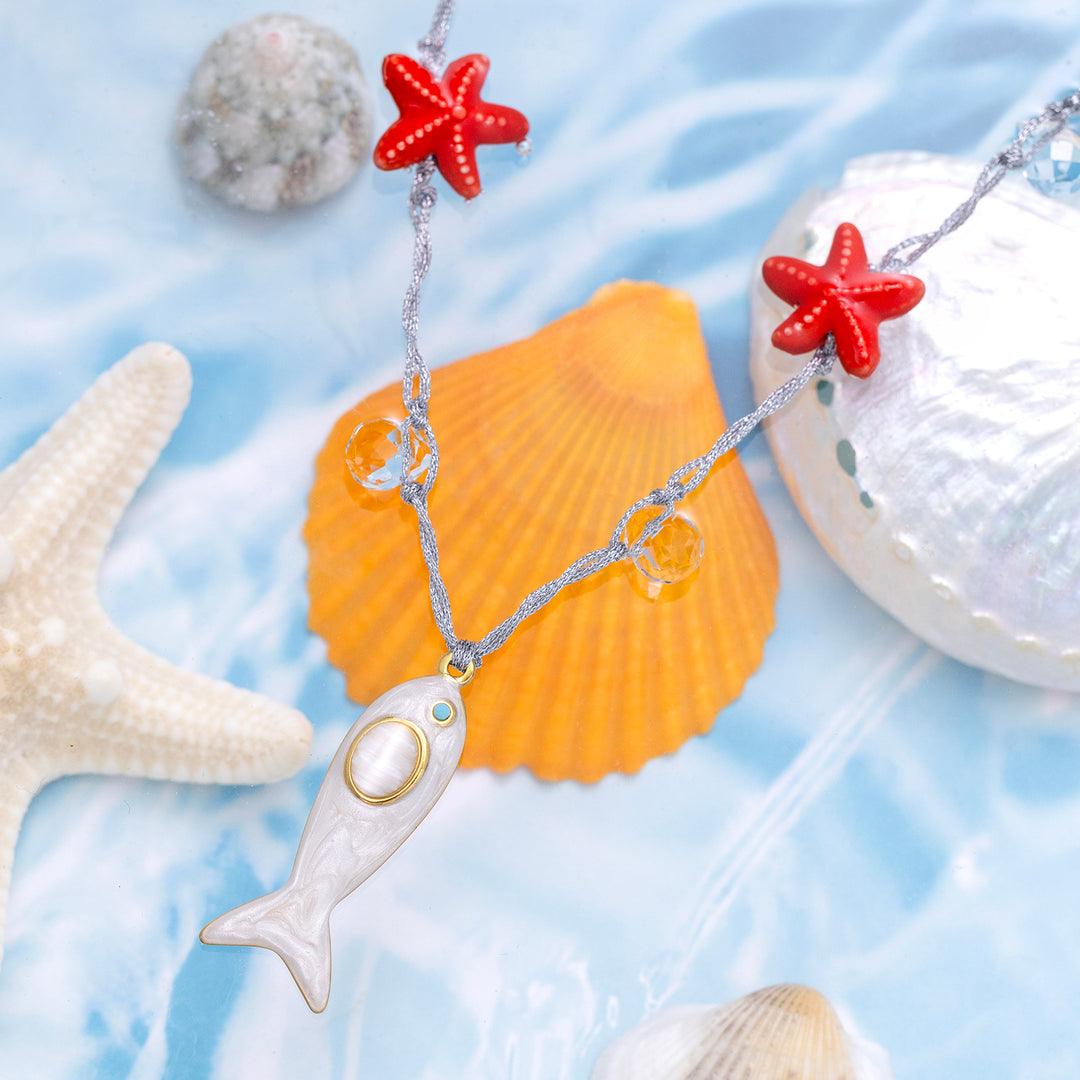 Selenichast Anchovy Cord Necklace Summer Jewelry