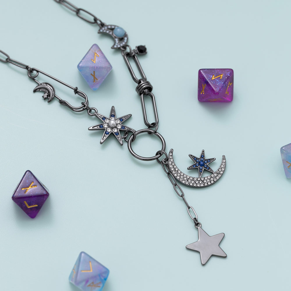 Selenichast Moon Star Lariat Necklace Moon Jewelry