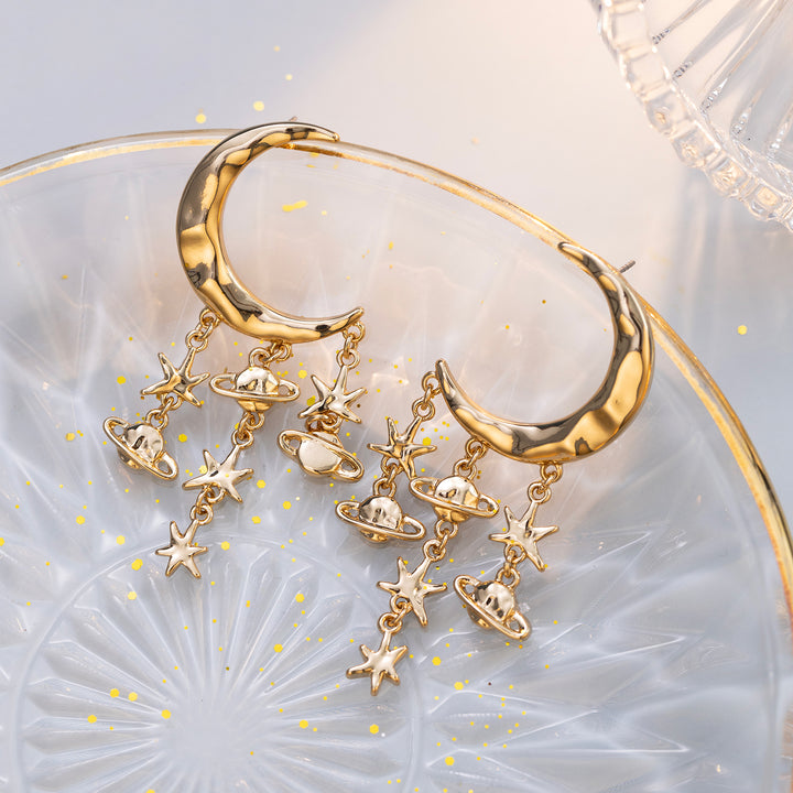 Selenichast Moon and Star Dangle Earrings Moon Jewelry