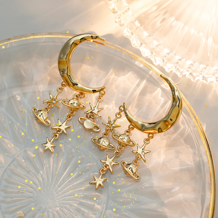 Selenichast Moon and Star Dangle Earrings Moon Jewelry Star Jewelry
