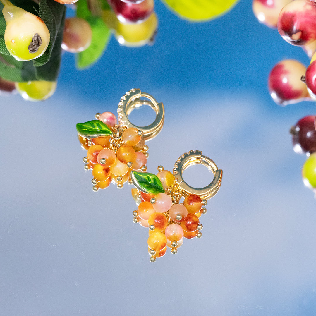 Orange Berry Huggie Earrings Selenichast