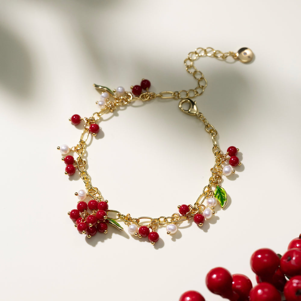 Selenichast Cranberry Gold Charm Bracelet