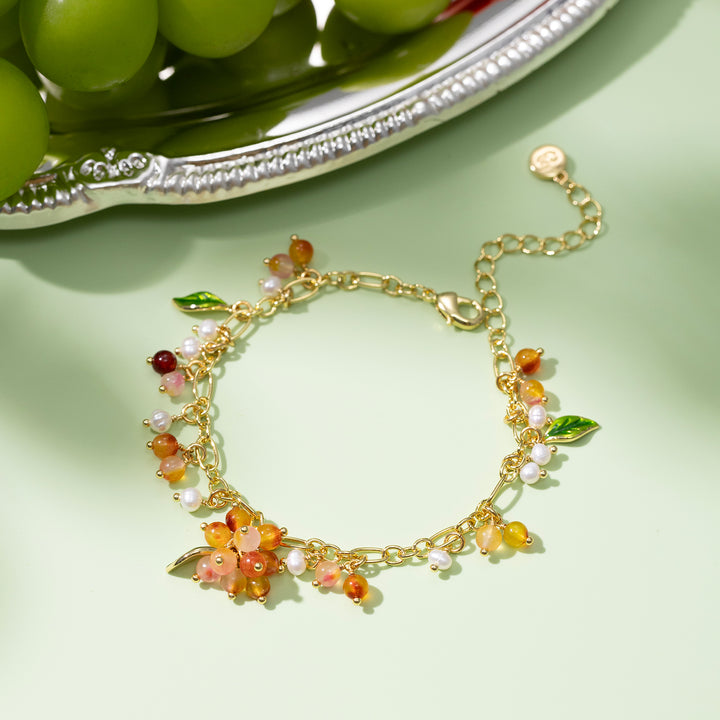 Selenichast Orange Berry Gold Charm Bracelet