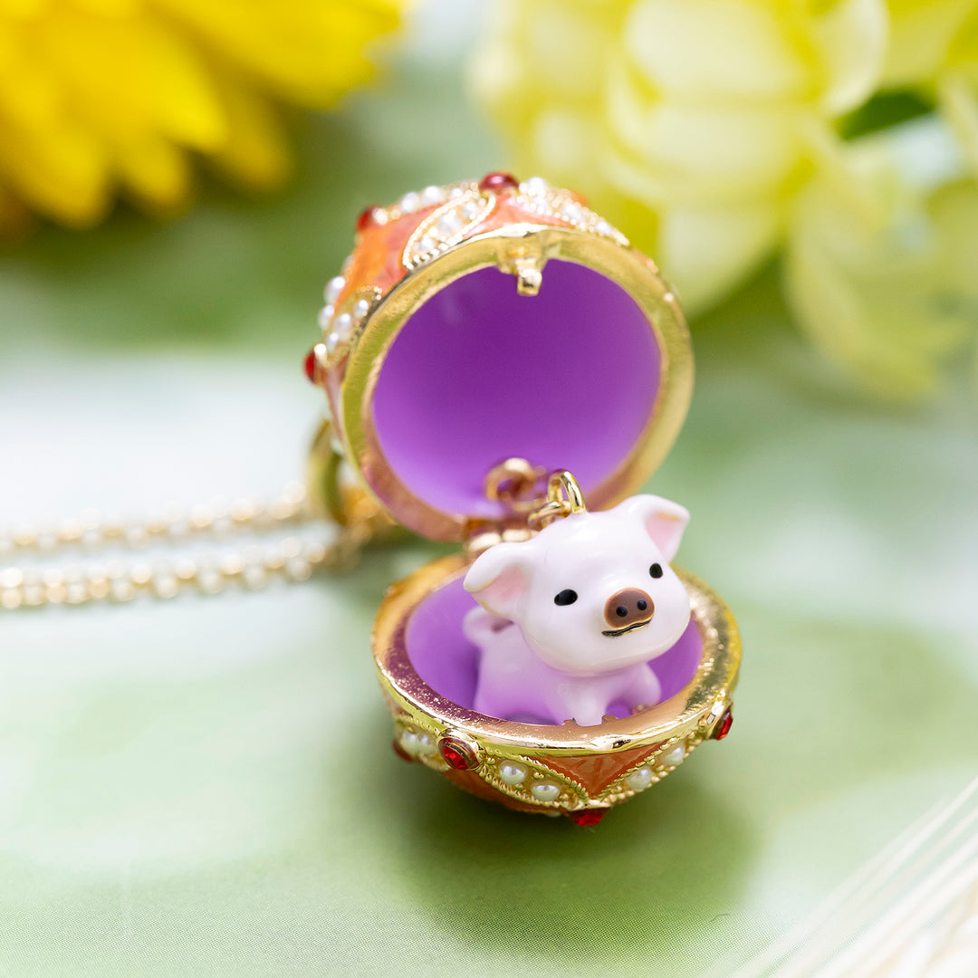 Pig Egg Locket Necklace