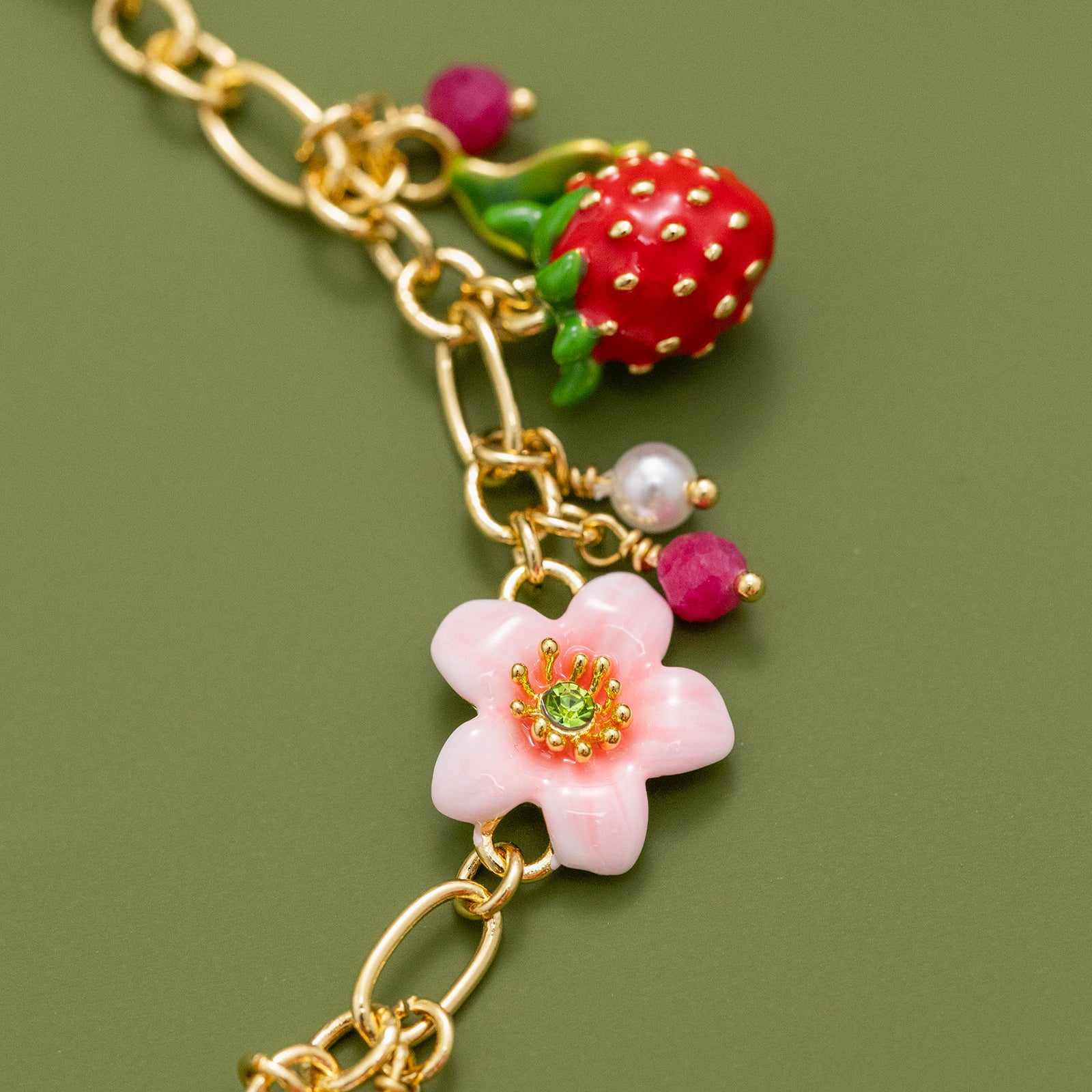 Selenichast Strawberry Bracelet Enamel Bracelet