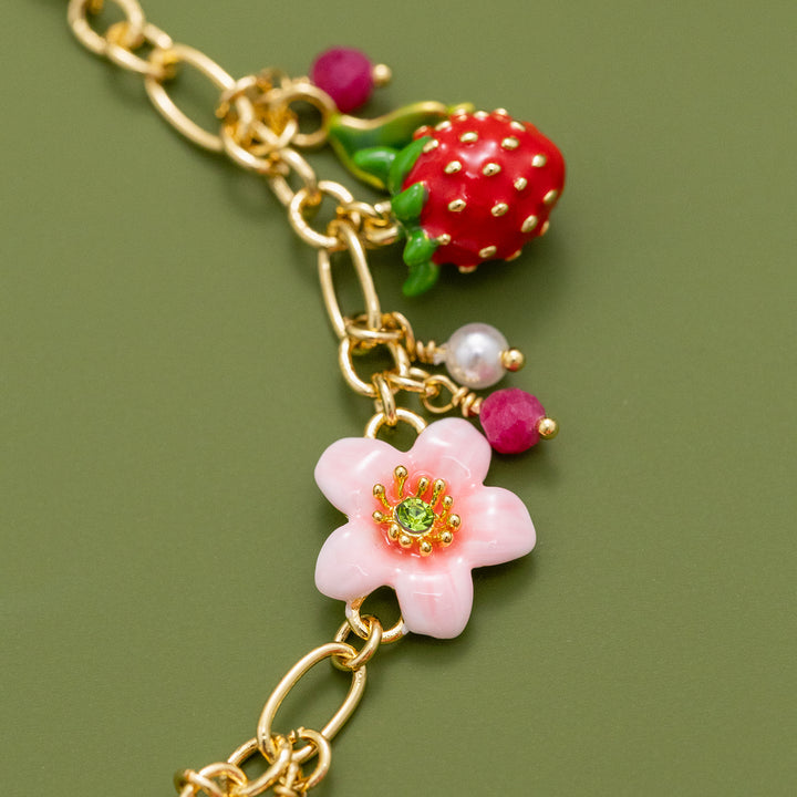 Selenichast Strawberry Bracelet Enamel Bracelet
