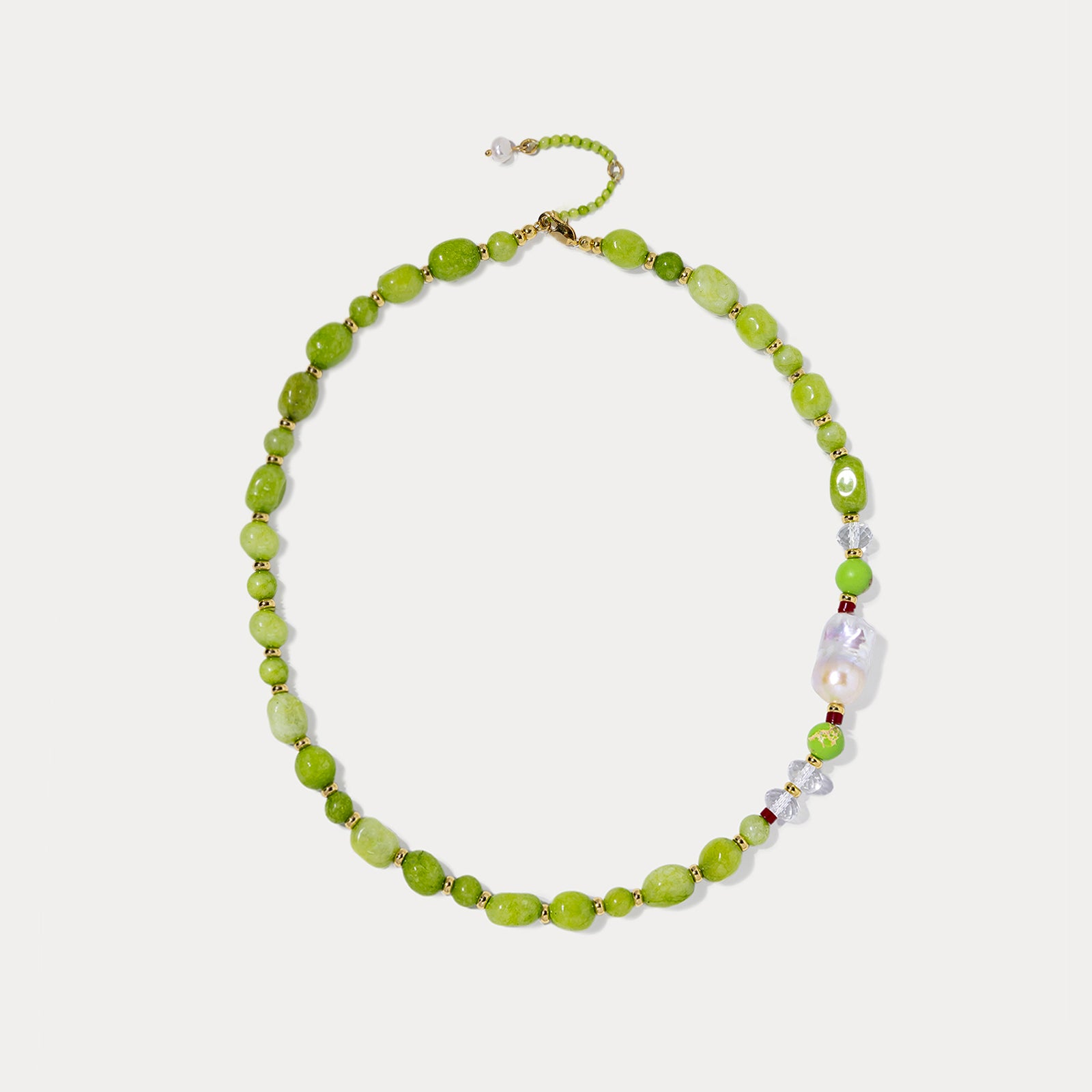 Selenichast Peridot Bead Necklace Gift for Her