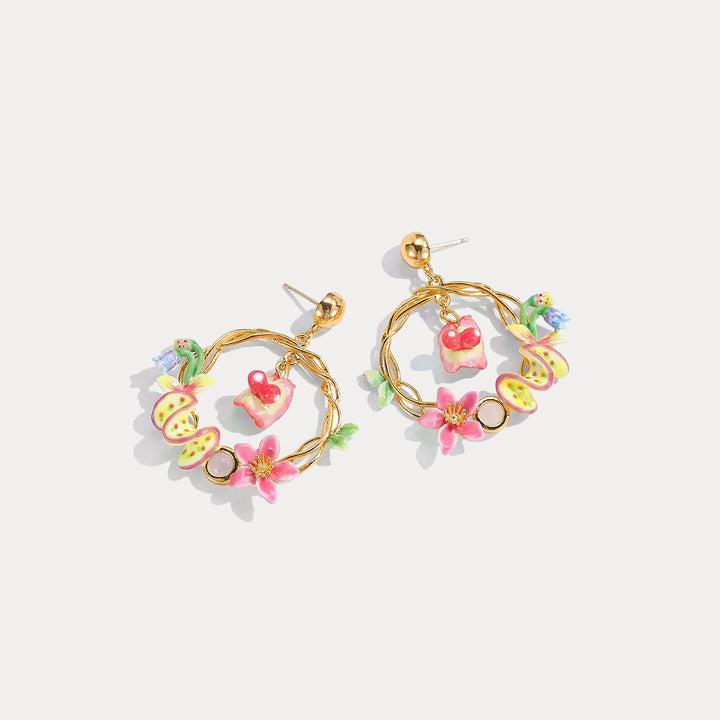 Tropical Flower Dangle Earrings