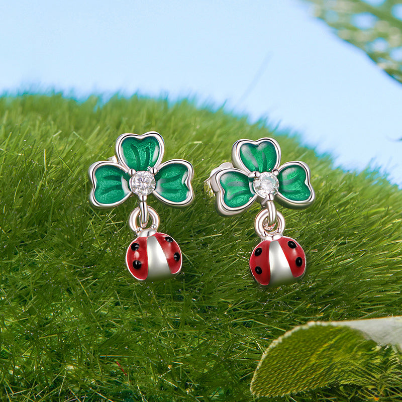 Four Leaf Clover Ladybug Earrings