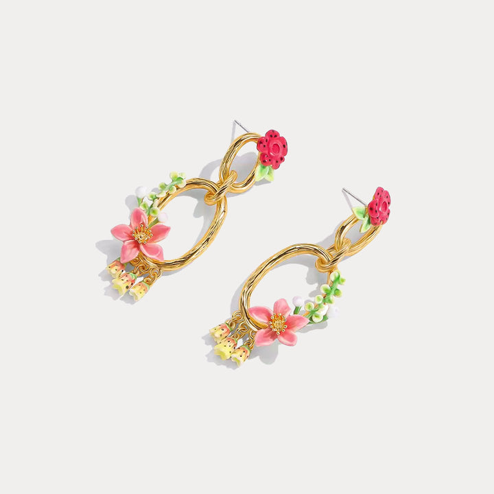 Tropical Flower Dangle Earrings