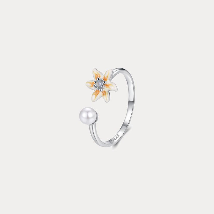 Flower and Pearl Ring